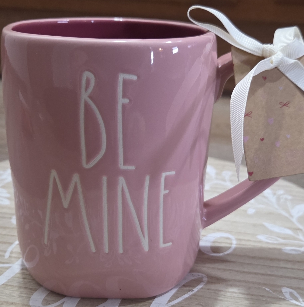 Rae Dunn Pink 'Be Mine' Mug Heart Shaped Handle